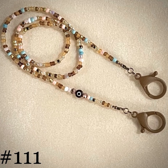 ~*Beaded Face Mask Holder Necklace / Mask Chain*~ ::Evil Eye Collection:: - Picture 1 of 6